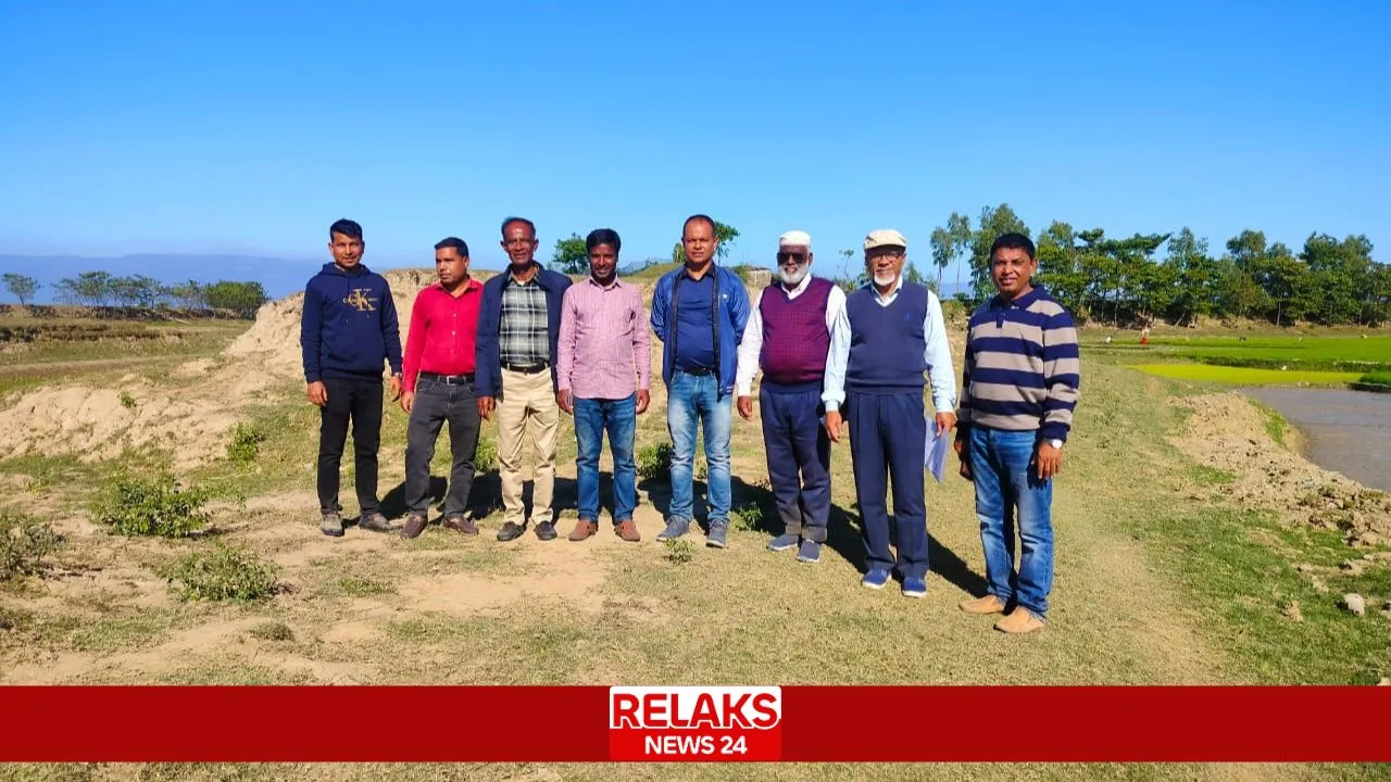 দোয়ারাবাজারে হাওরের ফসল রক্ষা বাঁধের কাজ পরিদর্শন